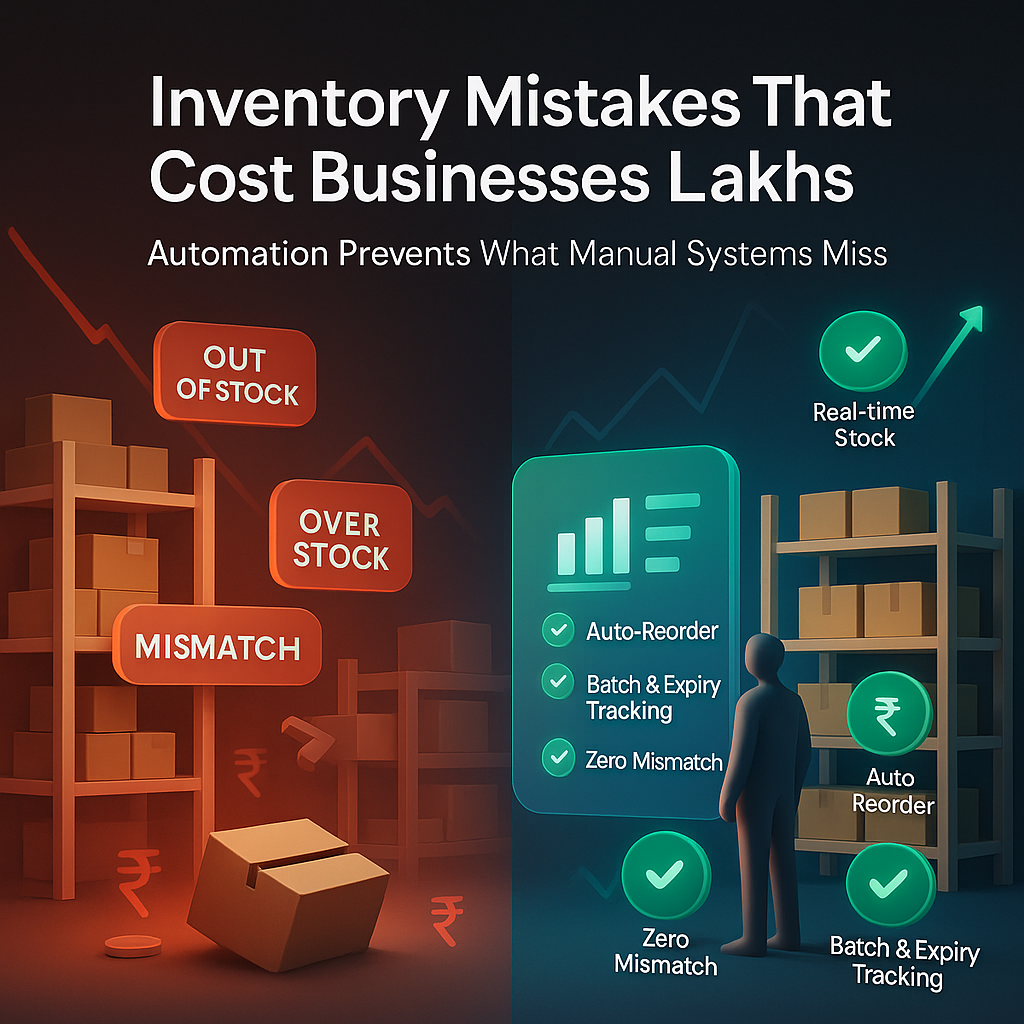 Discover the top inventory mistakes costing Indian SMEs lakhs in 2026 — and learn how automation prevents losses with real-time stock control and smart forecasting.