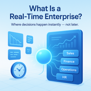 What is a real-time enterprise? where decisions happen instantly not later.